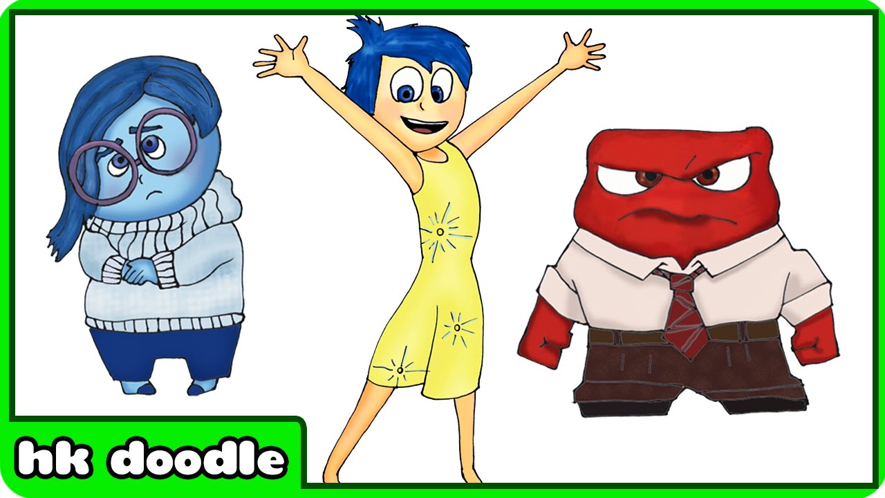 How To Draw Inside Out Joy Anger Sadness Learn Expressions with Cartoon Drawing Tutorial for Kids