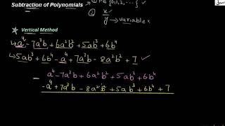 Subtraction of Polynomials by vertical method
