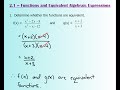Understanding Function Equivalence and Restrictions