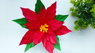 Paper Poinsettia Making With Paper || Home Decoration Ideas || DIY crafts || Paper Flower 💐