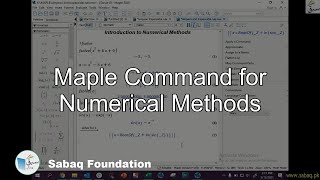Maple Command for Numerical Methods