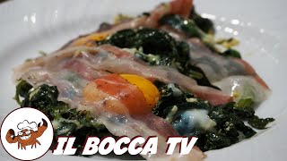 865 - Uova, lardo e spinaci, ora si che mi piaci! (antipasto/secondo di terra facile veloce genuino)