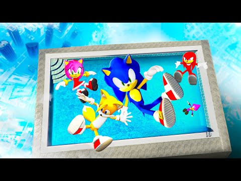GTA 5 Sonic, Tails, Knuckles Jumping into Huge Pool (Water Ragdolls)