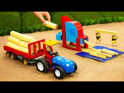 DIY Mini Tractor Making Coir Agriculture from Wood | Coconut Fiber Grinding Machine