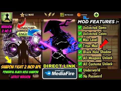 shadow fight 2 mod apk max level 52 unlimited money latest version media fire - black Hole Shadow