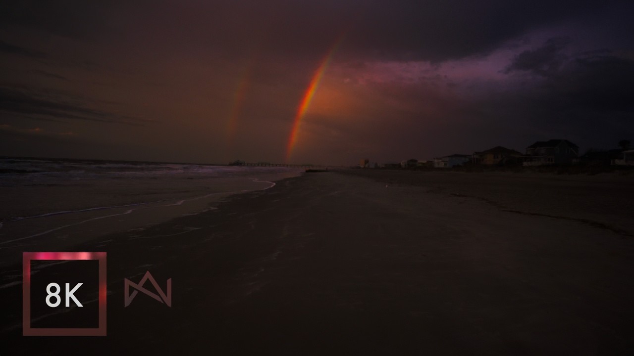 Windy Morning Walk on Folly Beach South Carolina - Rain & Sunrise 8K HDR