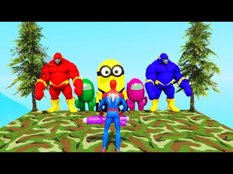 GTA 5 Epic Ragdolls SPIDERMAN VS RED MINION AND GREEN MINIONS | Euphoria Physics Funny/Fails ep.11