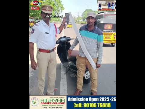233 traffic challans pending ontwo-wheelersDuring a vehicle inspection at Kazipetintersection, a