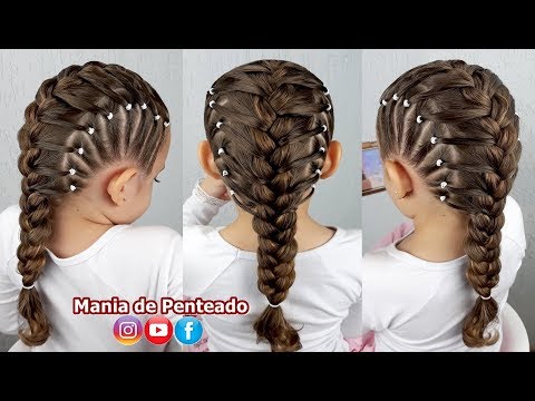 Penteado Infantil com Ligas Laterais e Trança Embutida