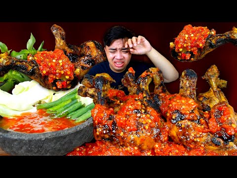 MUKBANG 10 AYAM BAKAR PEDAS GILA COCOL SAMBAL TERASI SETAN TERPEDAS + LALAPAN MENTAH