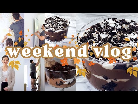 Weekend Vlog 🍂 Chocolate Trifle Recipe and Trying Peel and Stick Wallpaper