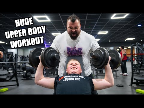 11yr Old DESTROYS Huge Upper Body Workout!!! ft. Eddie Hall