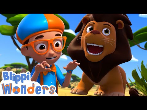 Blippi Jungle Animals - Roar like a LION! | Blippi Wonders - Kids Cartoons | Party Playtime!