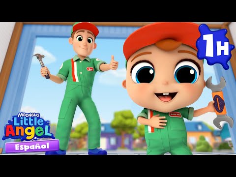 Bebé Juan ayuda a papá 🚗 | Canciones Infantiles con Bebé Juan🎵| Little Angel Español