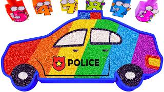 Satisfying Video | How To Make Rainbow Police Car Bathtub With Glitter Slime Cutting ASMR | By Yo Yo