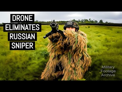 Drone Eliminates Russian Camouflaged Sniper – Combat Footage | Ukraine Russia War