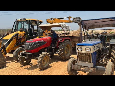 JCB 3DX Backhoe Loading Mud In Mahindra Vs Swaraj Tractor Trolley For Road Construction | JCB Dozer