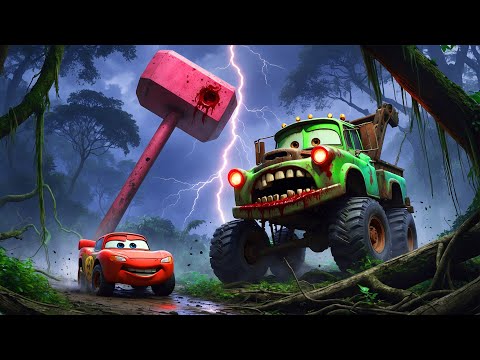 Big & Small McQueen Police Monster Truck vs Saw Wheels vs Thomas Trains | BeamNG.drive