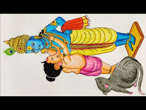 Ganpati bappa feeding ladoo to Lord Vithal Ashadhi ekadashi special Drawing of Vithumauli & Ganpati
