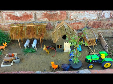 DIY How To Make a Village Farmer House | mini farm | Cow shed | house of animals | Mini Village