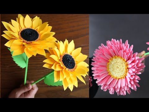 2 Easy DIY Paper Flowers | Beautiful & Simple Flower Making Tutorials🌻🌻🌸🌸