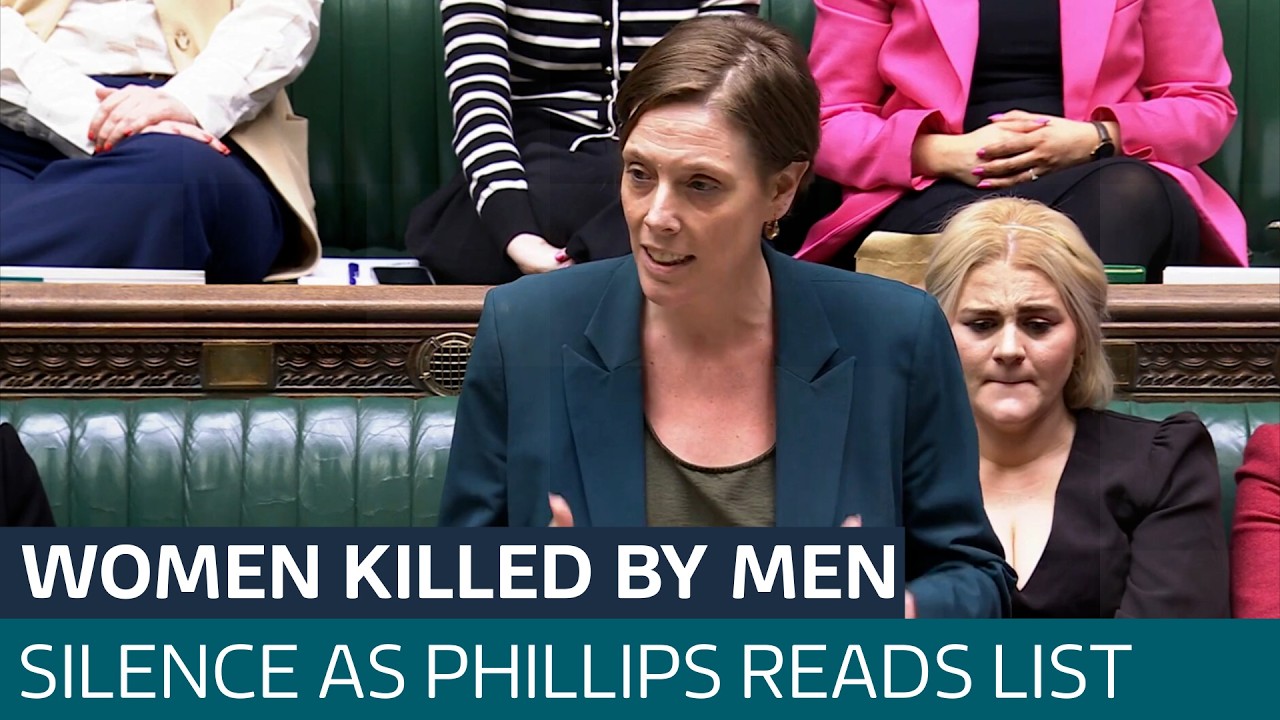 Jess Phillips reads names of UK women killed by men last year, including the Hunt family | ITV News