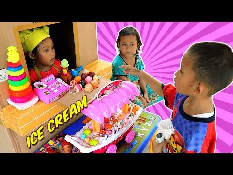 Drama Penjual Es Krim dan Lollipop Pakai Mainan Ice Cream Cart Uangnya Bohongan