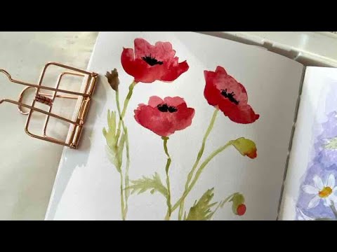 Just 5 Minutes to Paint Pretty Watercolor Poppies (Day 19 Joy of June Daily Challenge)
