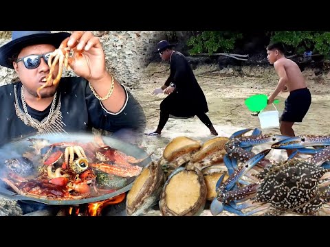 Tinggal Dipungut Di tepi pantai, Berlimpah Kerang Abalon, Gurita, dan kepiting | hunting & cooking