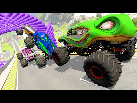 Monster Trucks Series high Speed With  Speed Bump Large Spinner Deep Water - HT Gameplay Official