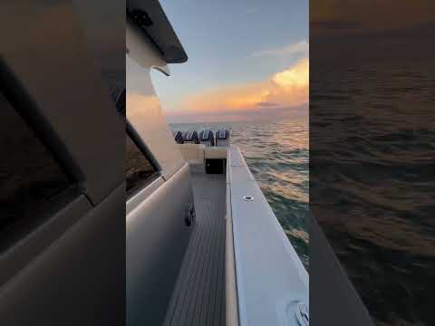 Golden hour onboard this highly customized Gulf Crosser Yachts 52 equipped with 3,000 HP 🚀