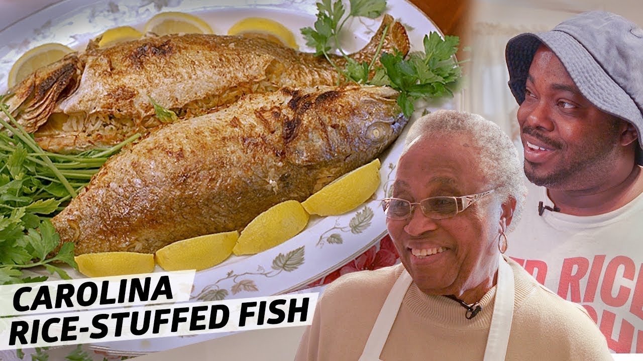 How Gullah Legend Mrs. Emily Meggett Makes Spottail Bass Stuffed With Parsley Rice Rooted