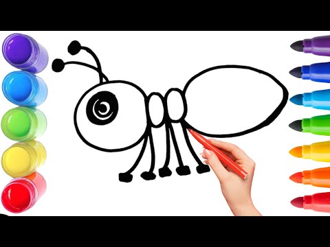 How To Draw cute Ant Drawing, Painting & Coloring For Kids and Toddlers_ Child Art