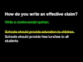 Writing Effective Claims and Arguments