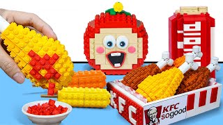 ASMR MUKBANG Spicy Fried Chicken Hot dog, GIMBAP, Tteokbokki ! LEGO Food Apu Adventures
