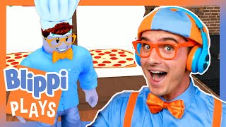 Blippi Plays Pizza Parlor Simulator | BEST OF BLIPPI PLAYS | Roblox Gaming Videos for Kids