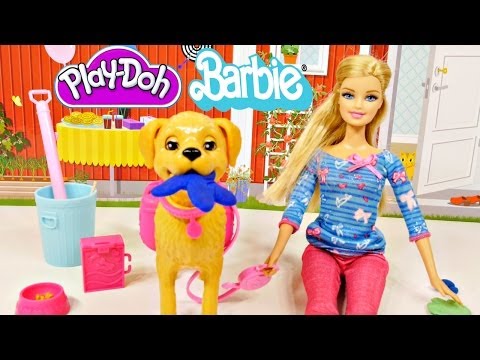 Barbie Potty Trainin' Taffy Pet Dog Play Doh Barbie Dolls Toys Review by Disney Cars Toy Club