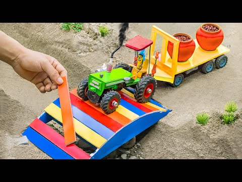 diy mini tractor making overhead bridge construction science project | ‪@sunfarming7533‬