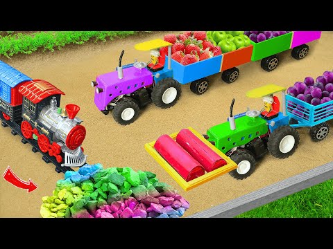 Diy tractor making mini concrete bridge for heavy truck crossing | diy concrete mixer #28