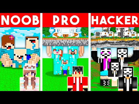 NOOB vs PRO: SECRET FAMILY STATUE HOUSE Build Challenge in Minecraft!