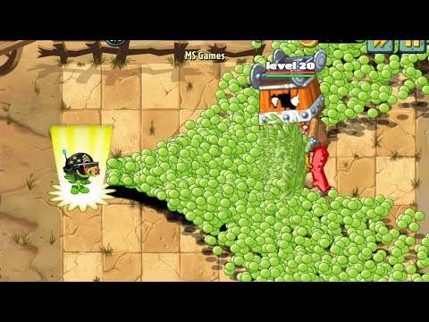 PvZ 2 Challenge - 25 Plants level 1 use 5 POWER UP Vs Cart Head Zombie Level 20 - Who will win?