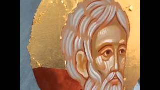 Application of the Gold leaf on the icon "Descent of the Holy Spirit"