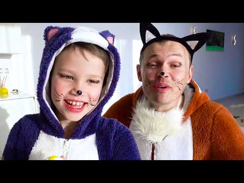 The three Little kittens kids and Daddy