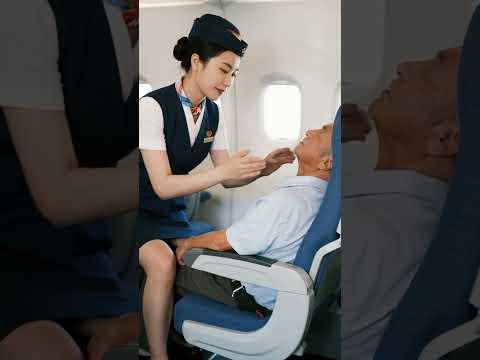 【人工呼吸による救命措置】飛行機内でご高齢の乗客が突然意識不明となったため、客室乗務員が直ちに人工呼吸を開始し、救命措置を行いました。 #面白い#映画 #飛行機 #ca ##caの日常 #神対応