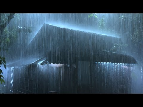 Face up to Insomnia Within 3 Minutes with Heavy Rain & Thunder Sounds Dancing on Metal Roof at Night