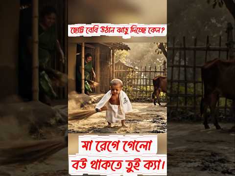 ছোট্ট বেবি উঠান ঝাড়ু দিচ্ছে কেন? মা রেগে গেলো বউ থাকতে তুই ক্যা। #funny #aishorts