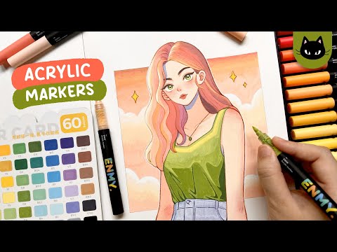 🍨 Trying Out New Markers / ENMY 60 Colors Acrylic Markers Review