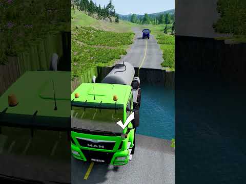 Tanker truck vs water pit #10 | #carsvswaterpit #beamngdrive #doubleflatbedtrailertruckvsspeedbumps