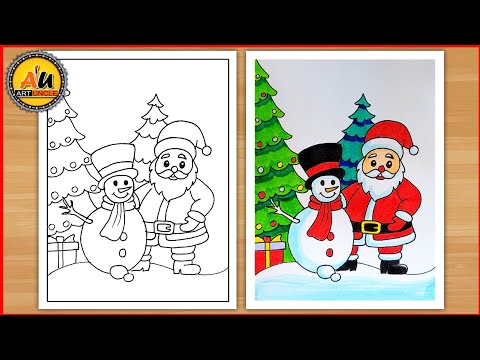 How to draw | Santa Claus | Christmas Tree | Snow | Winter | Xmas | New Year