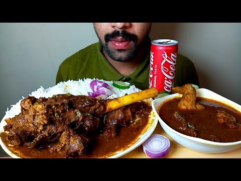 SPICY MUTTON LEG CURRY CHICKEN LEG CURRY WITH RICE EATING SHOW@Hungry Piran